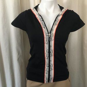 Athletica Short Sleeve Hooded Top Black Size Medium